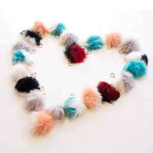 Grand pompon fourrure bicolore