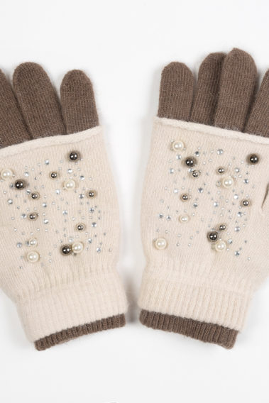 Gants mitaines strass et perles