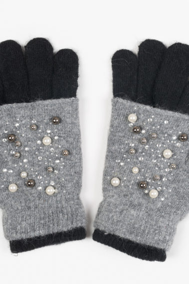 Gants mitaines strass et perles