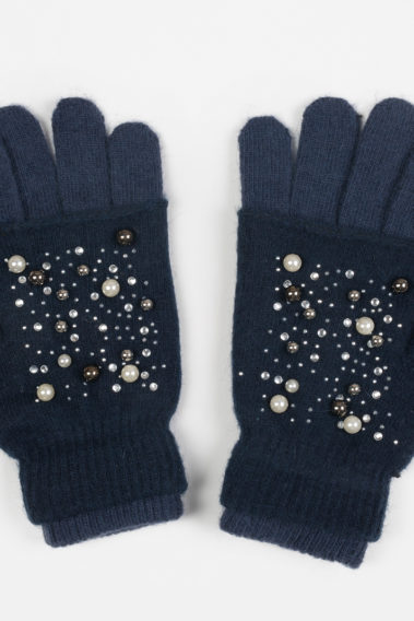 Gants mitaines strass et perles